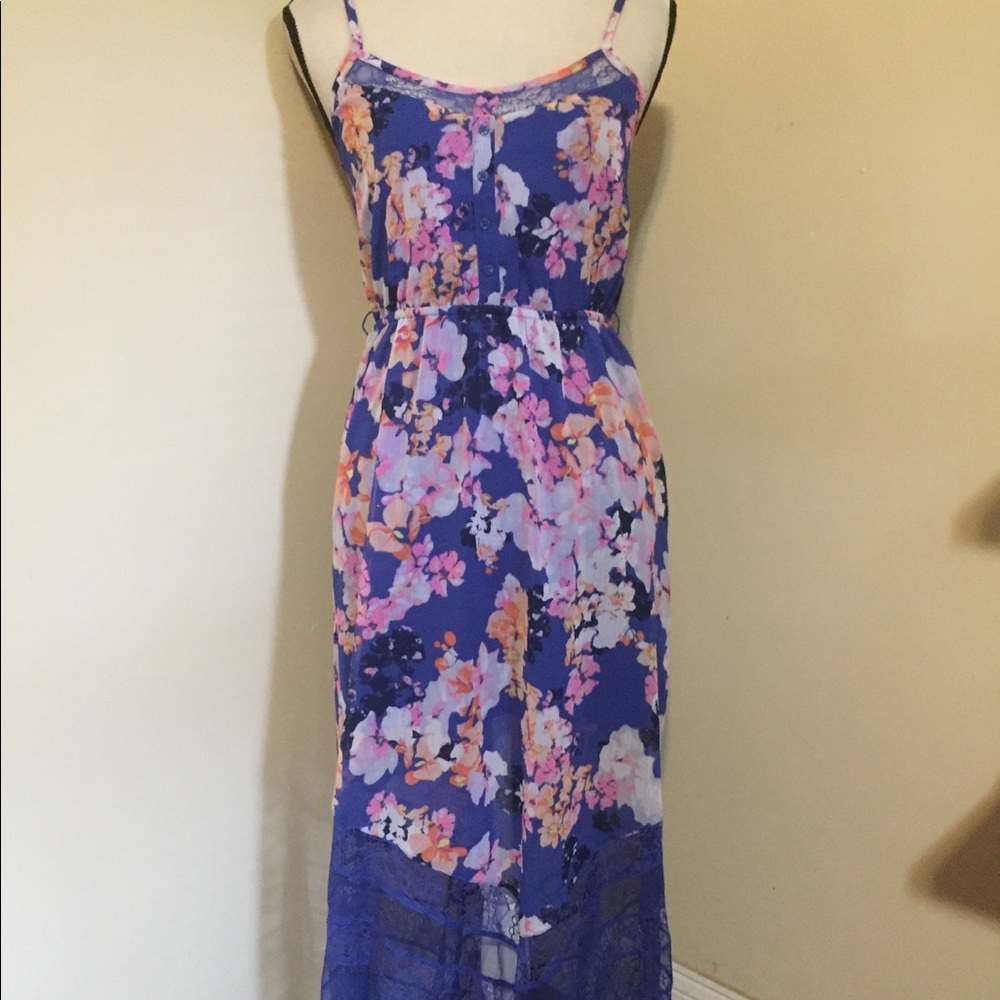8-2 Candies blue maxi dress lace floral medium